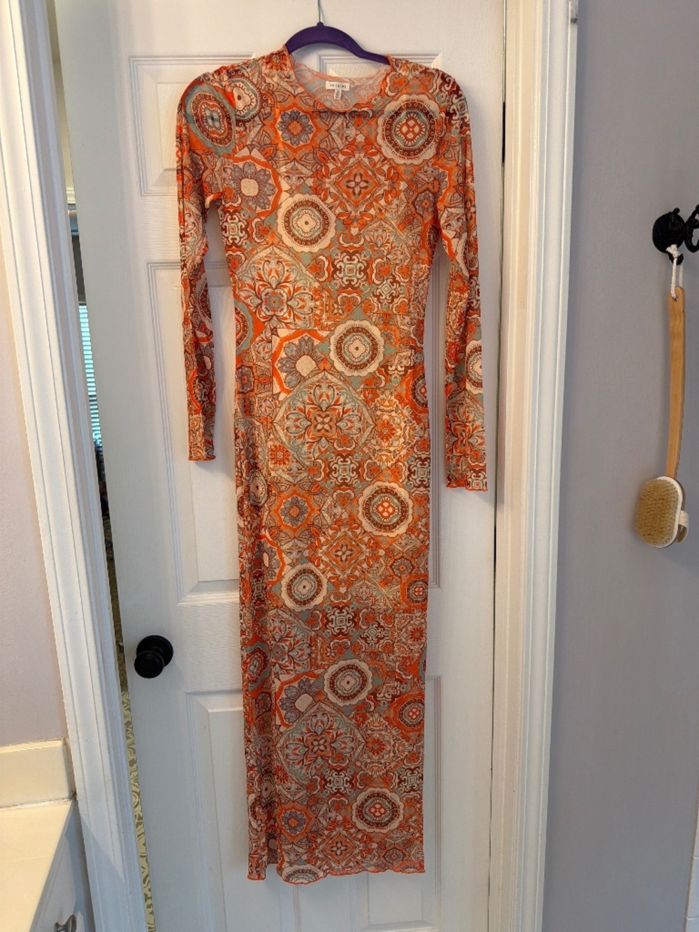Long sleeve mesh maxi dress